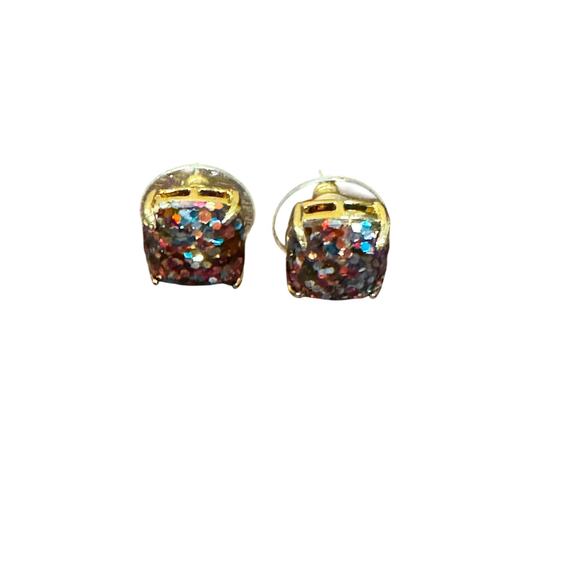 Stud Earrings / Kate Spade Glitter Stud Earrings / Sparkle / Rainbow NWOT - Picture 5 of 8